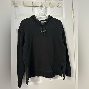Puma Black Hoodie with Small White Puma Logo